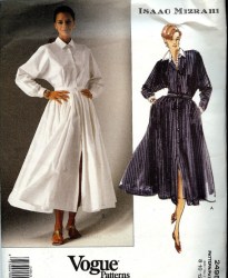 2495 Vogue I MIZRAHI LONG BUTTON INSET WAIST FLARE DRESS PATTERN 8-12